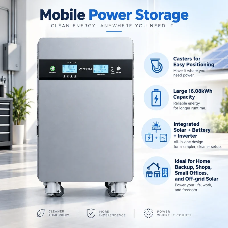 Système de stockage d'énergie tout-en-un sur roues de 16.08 kWh et 5 kW, fonctionnant hors réseau