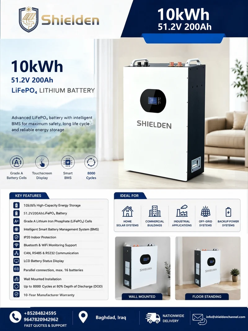 Système de stockage d'énergie par batterie LiFePO4 mural de 10 kW
