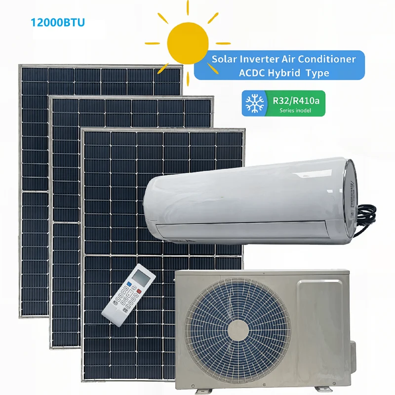 Climatiseur solaire 12000 XNUMX BTU – Refroidissement hybride AC/DC hors réseau