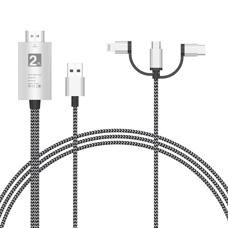 UCable - Câble HDMI vers Lightning Adaptateur de mise en miroir d'écran 3 en 1 horizontal et vertical