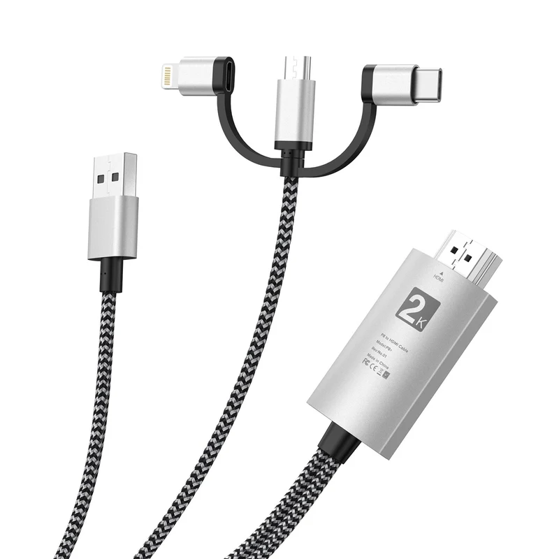 UCable - Câble HDMI vers Lightning Adaptateur de mise en miroir d'écran 3 en 1 horizontal et vertical