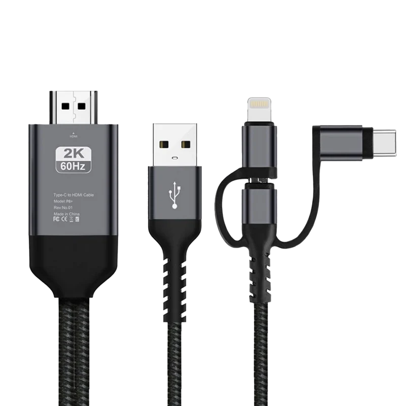 UCable - Câble HDMI vers Lightning Adaptateur de mise en miroir d'écran 3 en 1 horizontal et vertical