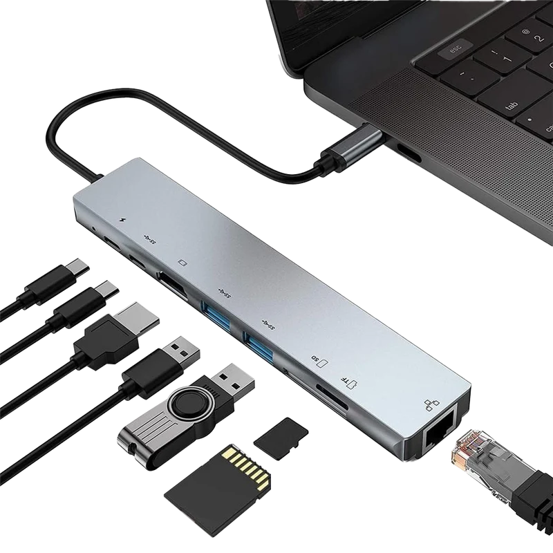 UExtend - Adaptateur USB 3.0 HDMI 4K HUB USB-C multiport 8 en 1