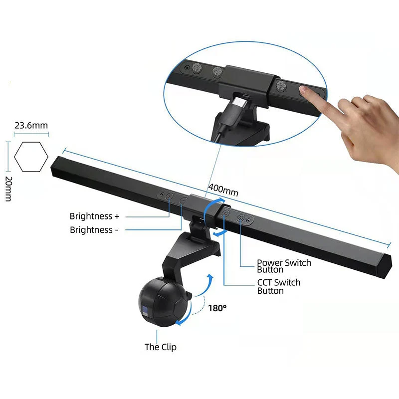 UCare - Barre lumineuse de moniteur, lampe LED, soins oculaires, interrupteur tactile