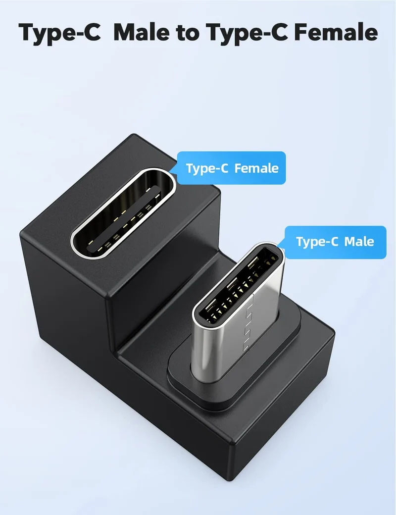 UAdapter - Adaptateur USB C femelle vers USB mâle, Port Type C en forme de U 144hz 4K 10Gbps