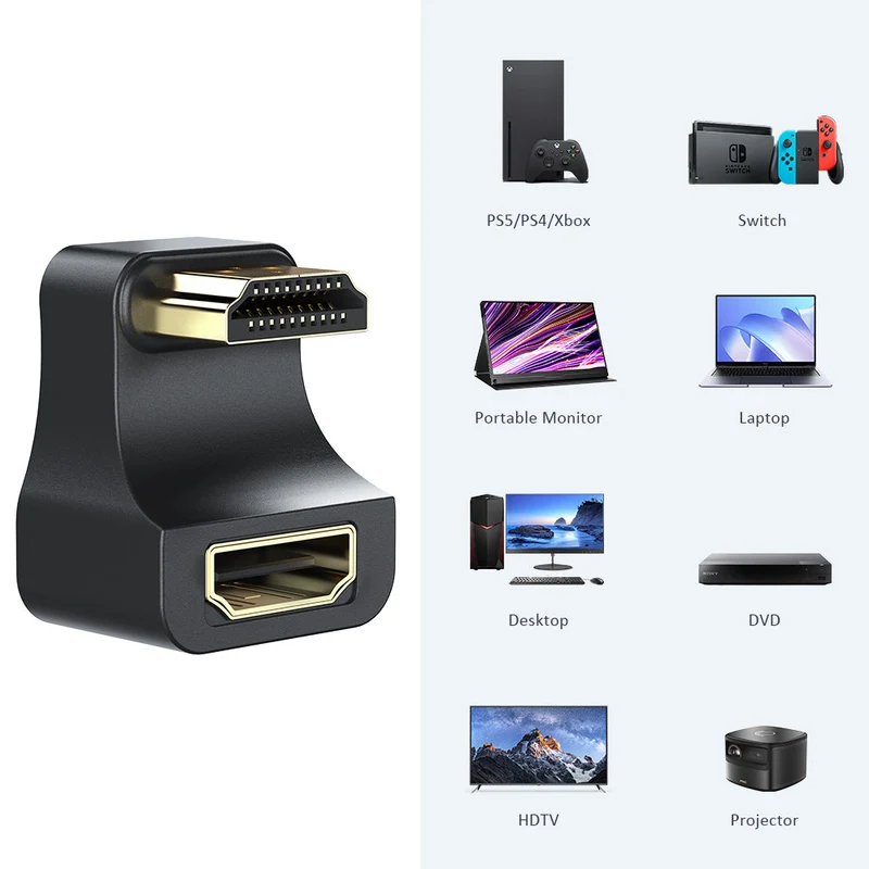 UAdapter - Adaptateur HDMI mâle vers femelle connecteur 8K compatible pour moniteurs
