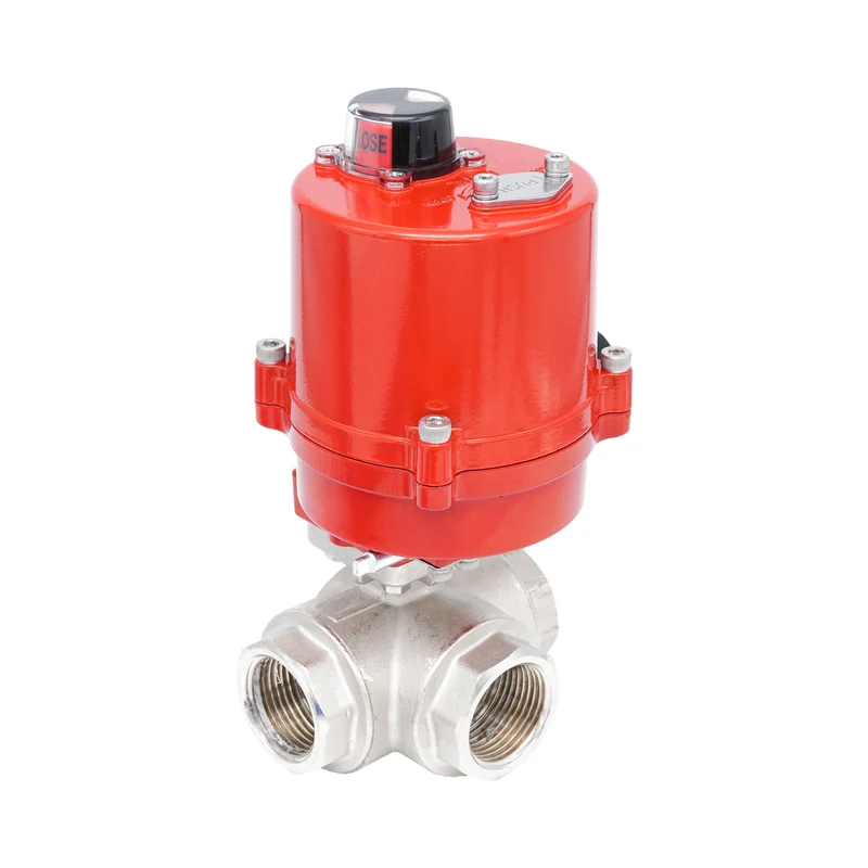 Vanne à bille électrique 3 voies à alésage en T en laiton Rp 3/4" 12 V AC/DC