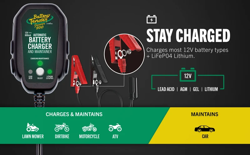 Battery Tender® Junior Multi-Chemistry 12V 1 Amp Battery Charger and Maintainer