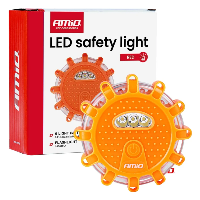 Rondelle lumineuse rouge d'urgence avec lampe torche