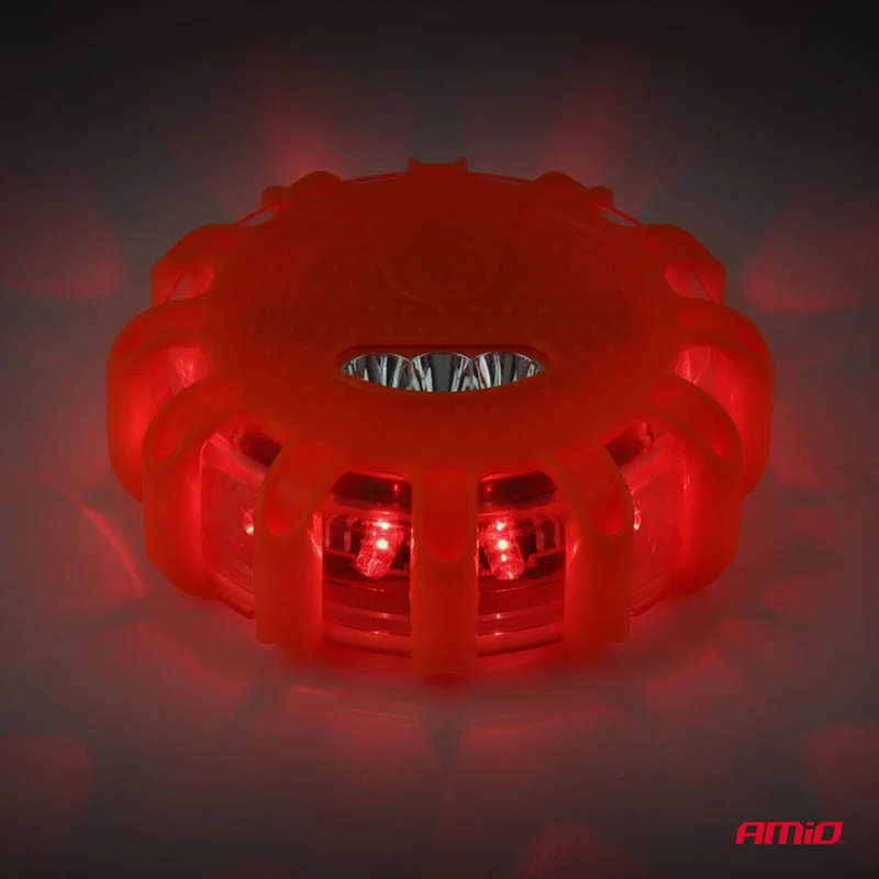 Rondelle lumineuse rouge d'urgence avec lampe torche