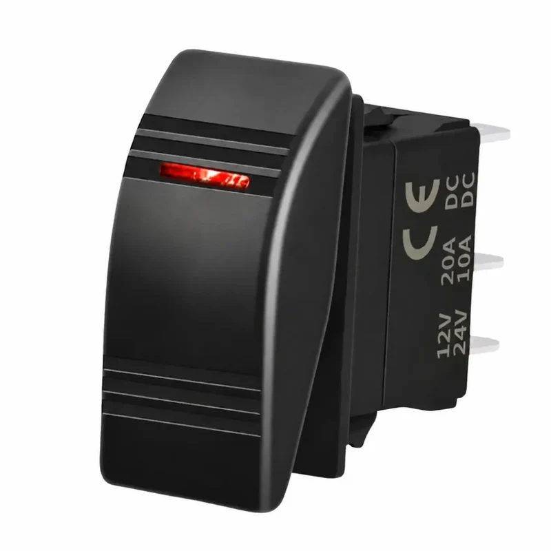 Interrupteur à bascule rectangulaire ON-OFF avec LED rouges