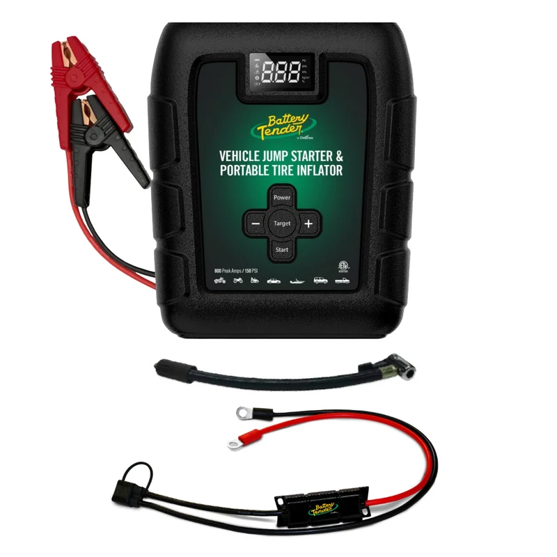 Motorcycle & Powersports Emergency Roadside Jump N Start + Inflator Bundle (800 AMPs)