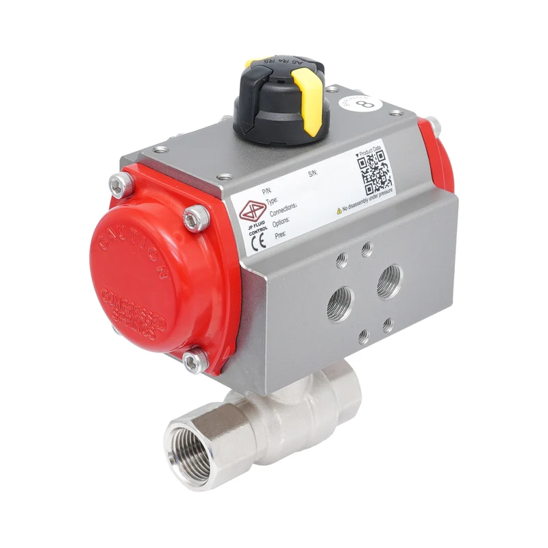 Vanne à bille pneumatique 2 voies en laiton Rp 1/2" - à fermeture par ressort