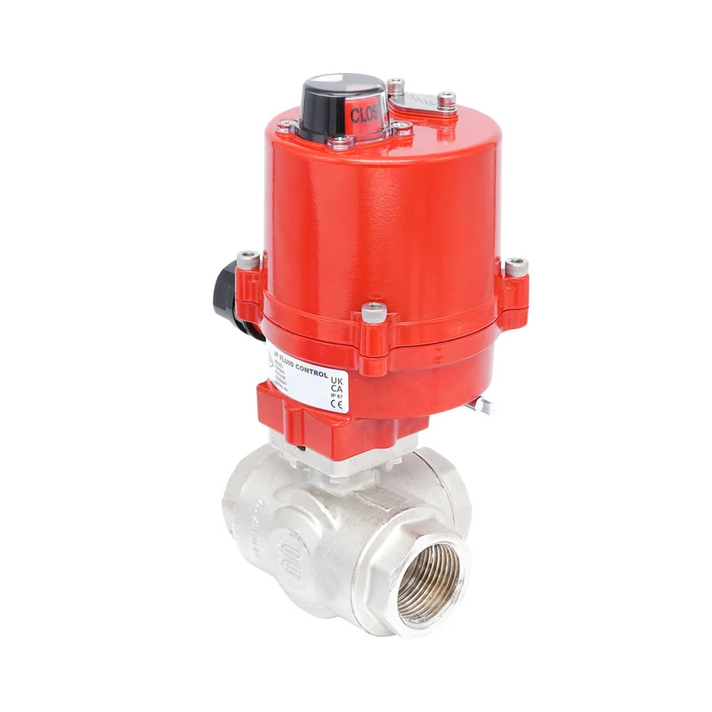Vanne à bille électrique 3 voies à alésage en L en laiton Rp 1/4" 12 V AC/DC