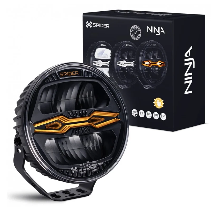 Projecteur rond X-Spider Ninja avec feux de jour blancs et stroboscope / 9"