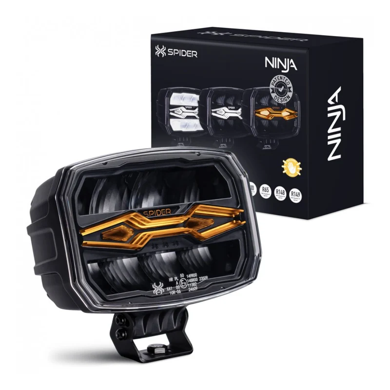 Phare de conduite X-Spider Ninja avec feux de jour blancs et stroboscope ambre