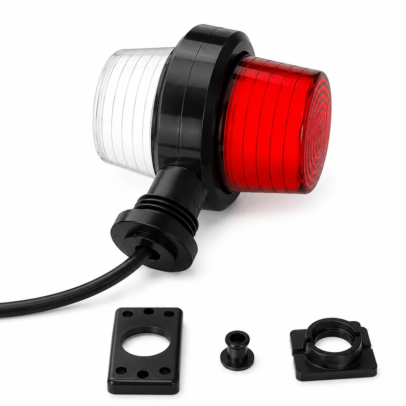 Feu de position court à LED danois style rétro / Lentille néon rouge et blanche