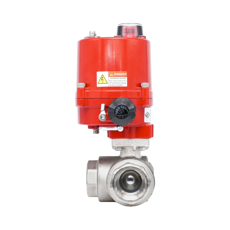 Vanne à bille électrique 3 voies à alésage en L en laiton Rp 3/4" 24 V AC/DC