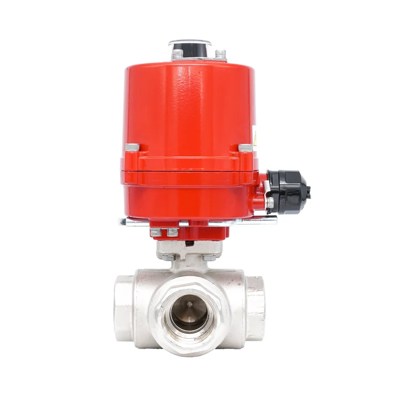 Vanne à bille électrique 3 voies à alésage en T en laiton Rp 1/4" 100-240 V AC