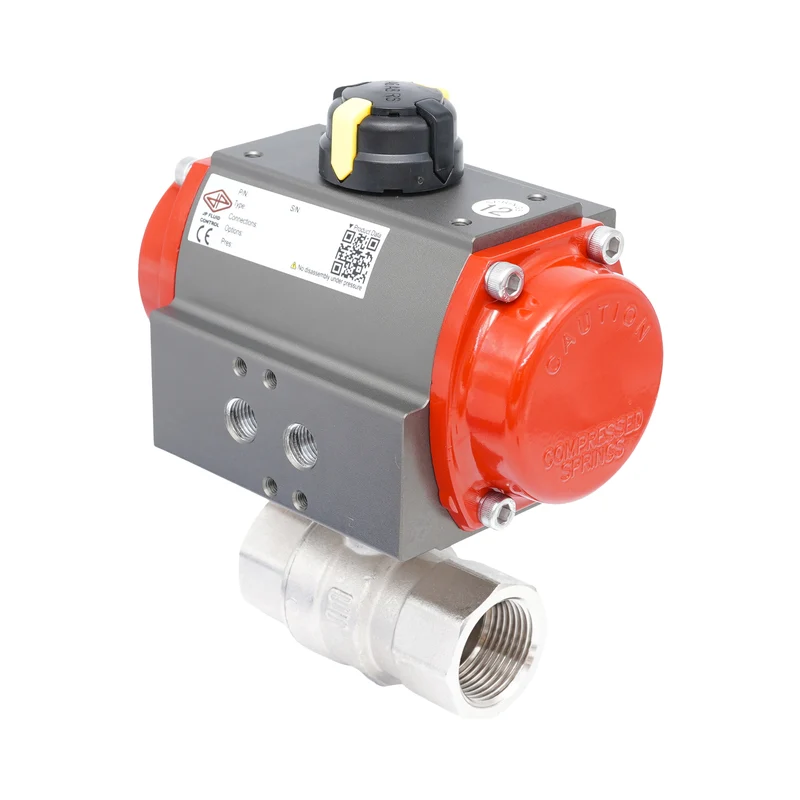 Vanne à bille pneumatique 2 voies en laiton Rp 1 1/2" - à fermeture par ressort