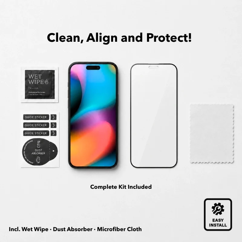 Verre blindé plein écran pour iPhone 16 Pro