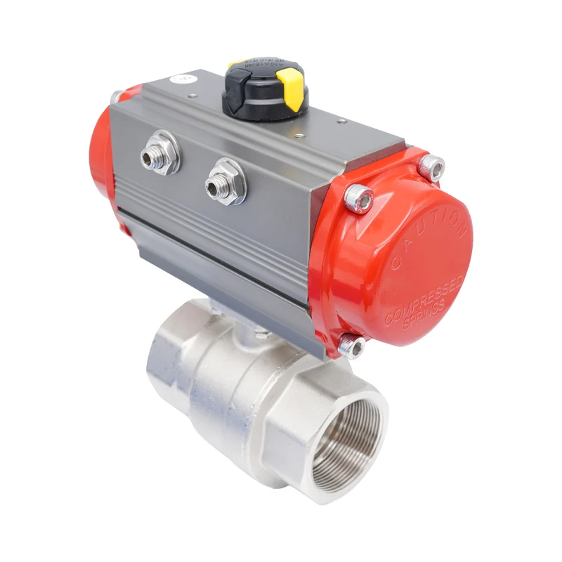Vanne à bille pneumatique 2 voies en laiton Rp 2-1/2" - à fermeture par ressort