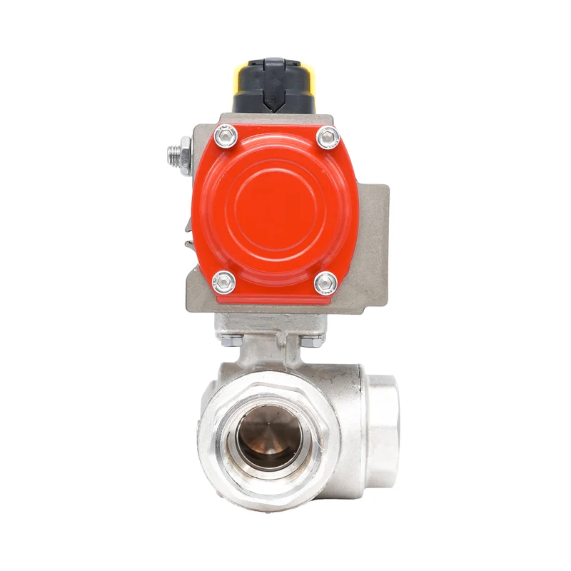 Vanne à bille pneumatique 3 voies à alésage en T en laiton Rp 1/4" - à double effet