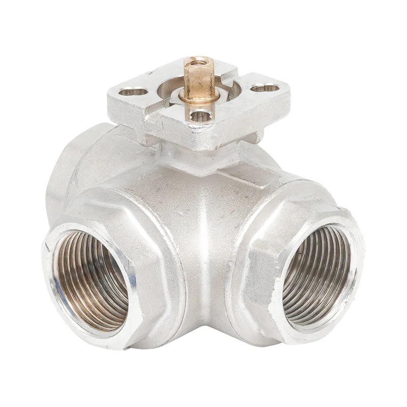 Vanne à bille 3 voies à alésage en T en laiton Rp 3/8" ISO-Top F03 PN40 - TamesonPRO 1142-038-T