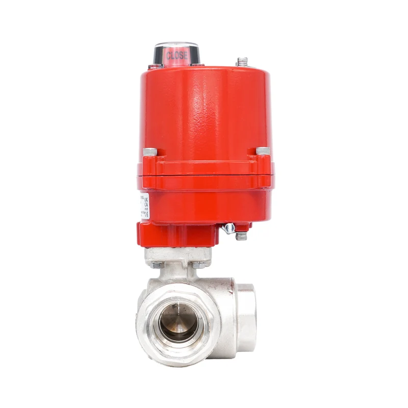 Vanne à bille électrique 3 voies à alésage en L en laiton Rp 2" 12 V AC/DC