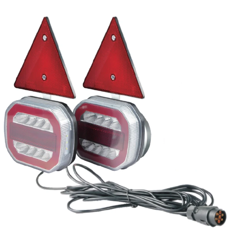Kit de feu de remorque magnétique néon et triangle avec câble de 7.5 m / 7 pôles