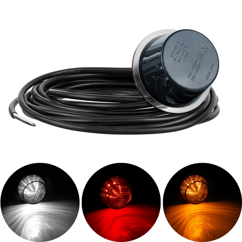 Feux de gabarit danois à lentille foncée, inserts LED, câble de 5 m