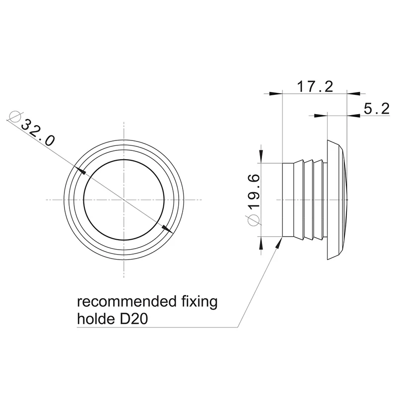 Feu de position rond LED Bulls Eye avec joint plat et incurvé