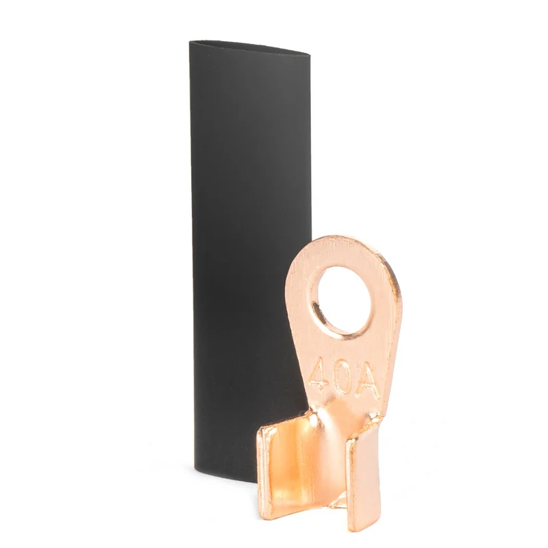 Assortiment de cosses à anneau en cuivre non isolées avec gaine thermorétractable