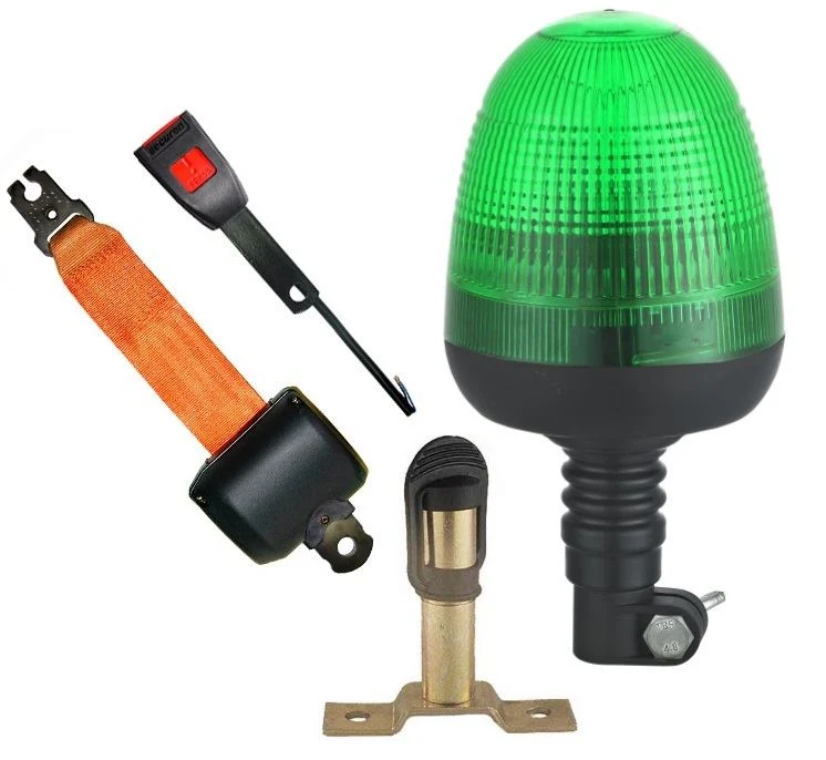 Kit ceinture de sécurité avec gyrophare vert et fixation sur mât DIN.