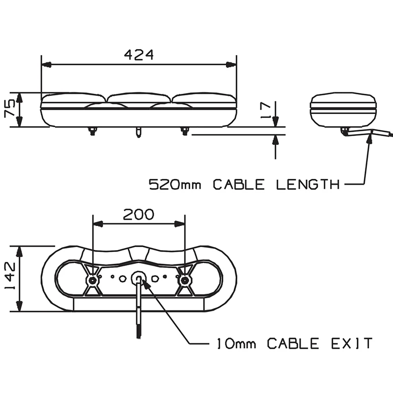 Kit de lampe de remorque à LED Britax / 3 x lampes Burger et boîtier
