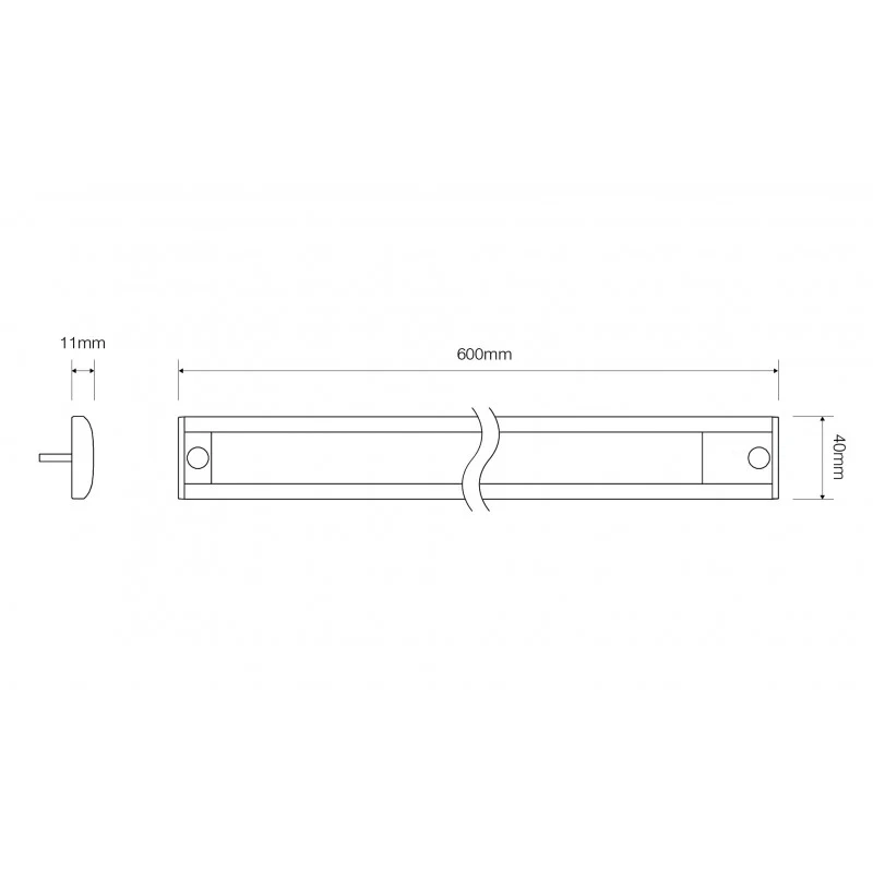Lampe de bande intérieure par LED Autolamps - Aluminium noir 600mm