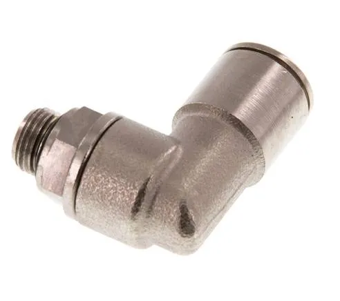 Raccord enfichable coudé 90deg 10mm x G1/8'' avec filetage mâle Laiton NBR Rotatif