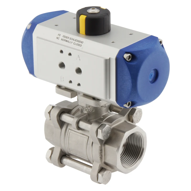 Valve à bille pneumatique G1-1/4'' 2 voies en acier inoxydable fermée par ressort - BL2SA3