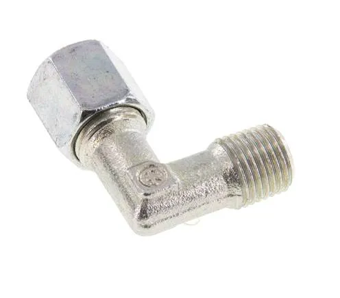 Raccord coudé R 1/4'' mâle x 6S en acier zingué à 90 degrés 630 Bar DIN 2353