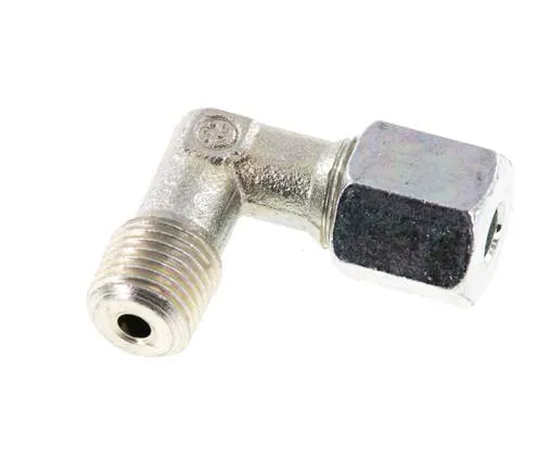 Raccord coudé R 1/4'' mâle x 6S en acier zingué à 90 degrés 630 Bar DIN 2353