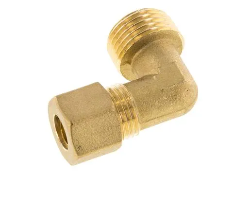 R 1/2'' Male x 10mm Brass 90 deg Compression Fitting 95 Bar DIN EN 1254-2