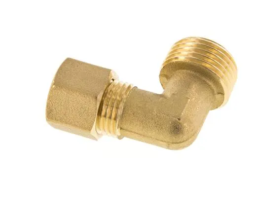 R 1/2'' Male x 10mm Brass 90 deg Compression Fitting 95 Bar DIN EN 1254-2