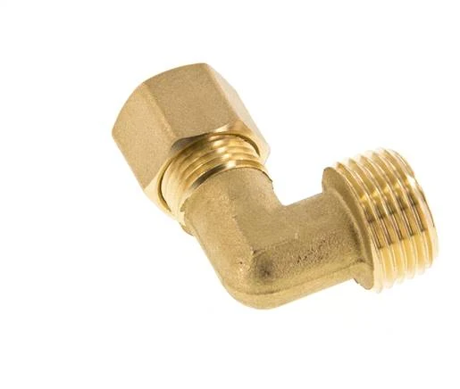 R 1/2'' Male x 10mm Brass 90 deg Compression Fitting 95 Bar DIN EN 1254-2