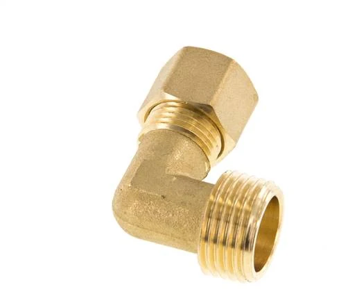 R 1/2'' Male x 10mm Brass 90 deg Compression Fitting 95 Bar DIN EN 1254-2