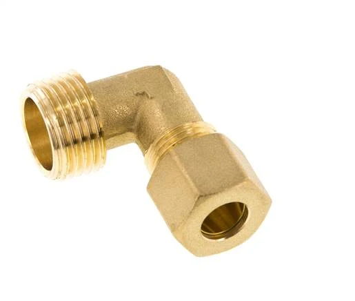 R 1/2'' Male x 10mm Brass 90 deg Compression Fitting 95 Bar DIN EN 1254-2