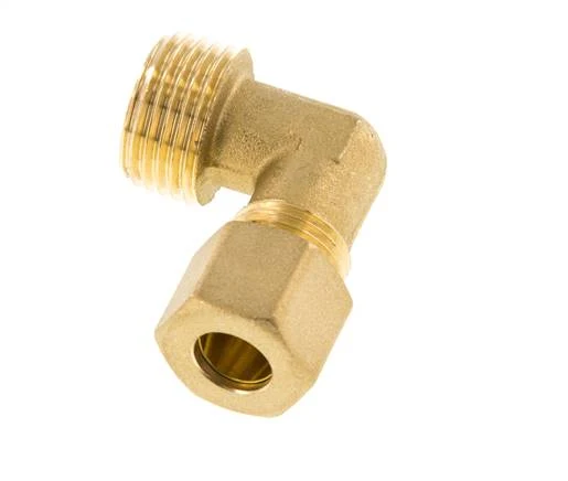 R 1/2'' Male x 10mm Brass 90 deg Compression Fitting 95 Bar DIN EN 1254-2