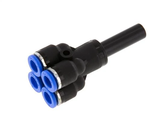 6mm x 8mm Manifold en Y à 4 voies avec raccord enfichable Laiton/PA 66 NBR