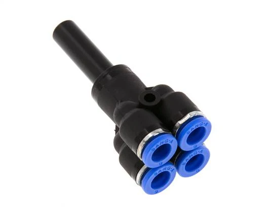 6mm x 8mm Manifold en Y à 4 voies avec raccord enfichable Laiton/PA 66 NBR