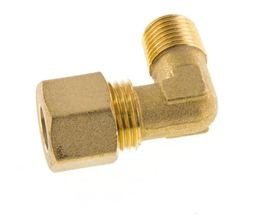 R Raccord à compression coudé 90° en laiton 1/4'' mâle x 10mm 95 Bar DIN EN 1254-2