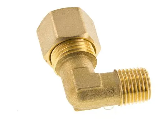 R Raccord à compression coudé 90° en laiton 1/4'' mâle x 10mm 95 Bar DIN EN 1254-2